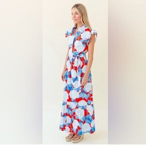 Sheridan French Taylor Dress in Americana Hydrangea Medium EUC like new